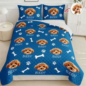 Custom Photo And Name With Icon Quilt Bedding Set For Dog Lover TH10 896663