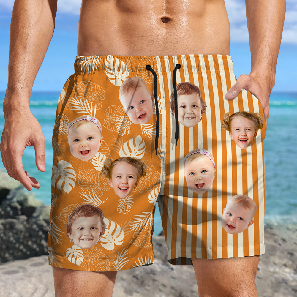 Custom Funny Face Tropical Floral Hawaiian Beach Shorts CH07 911562