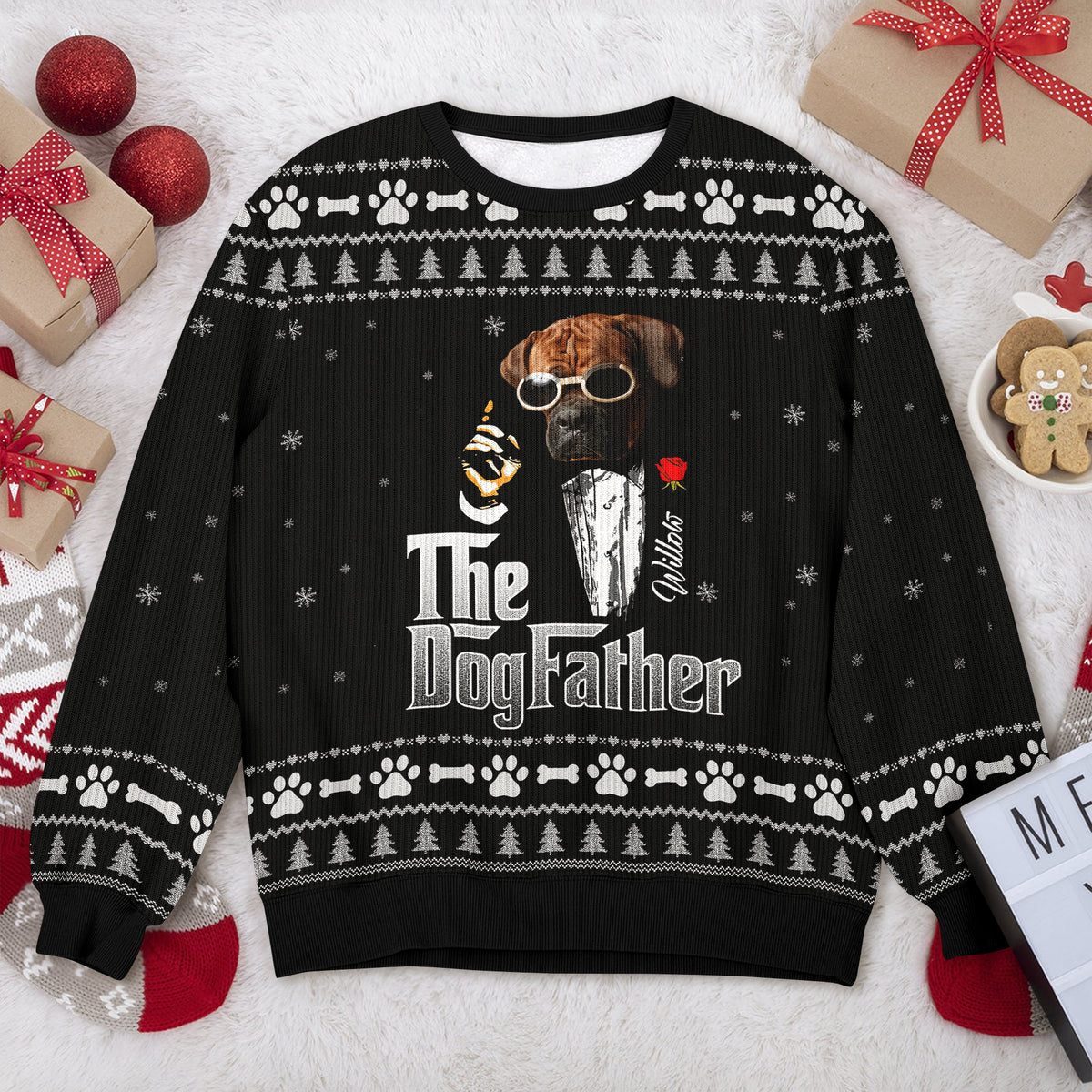 Custom Photo The Dogfather Ugly Sweater For Dog Lover TH10 896629