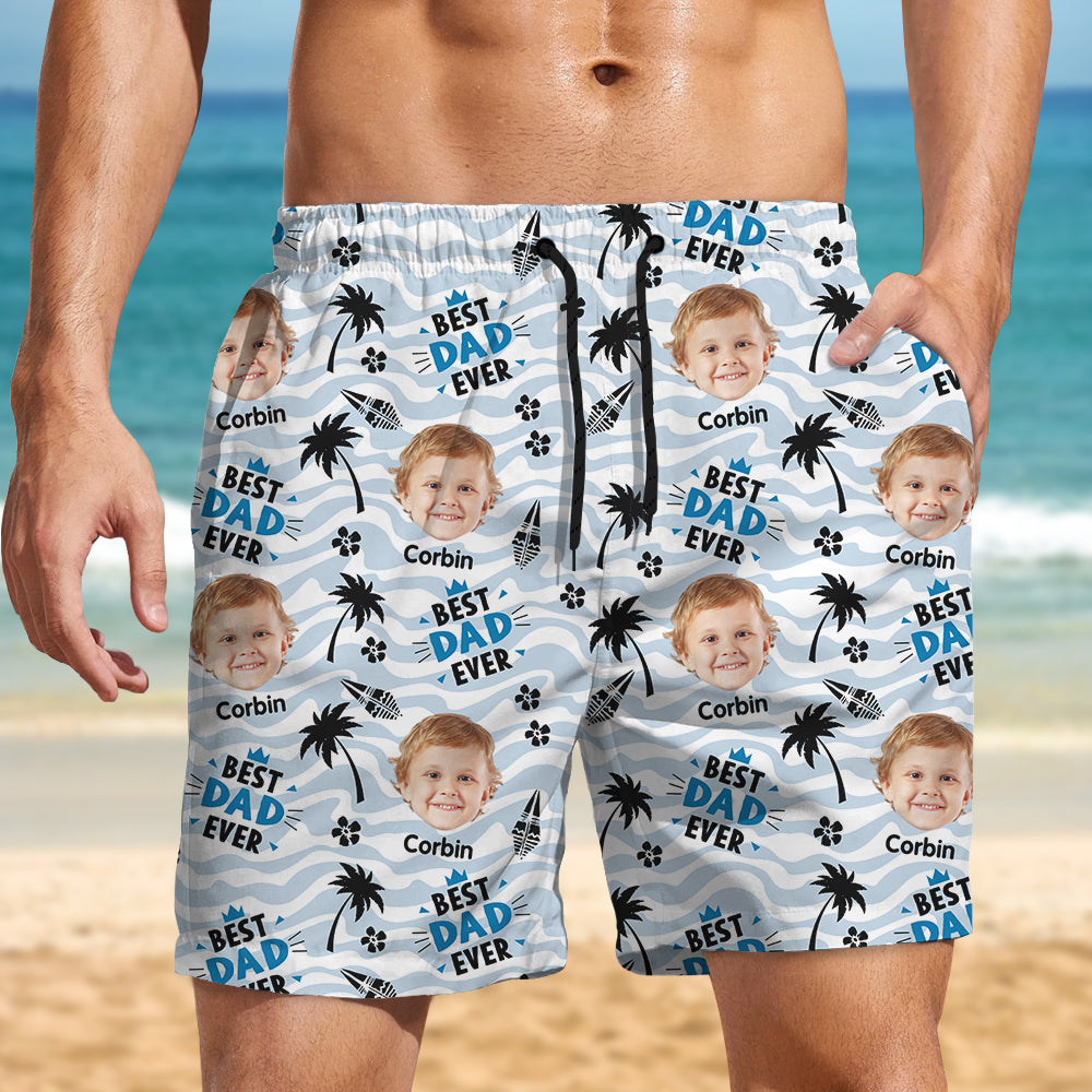 Custom Photo Stick Figures Best Dad Grandpa Ever Beach Short LM32 893713