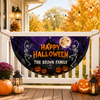 Custom Family Name Skeleton Pumpkin Happy Halloween Party Decor Non-Pleated Fan Flag LM32 669633