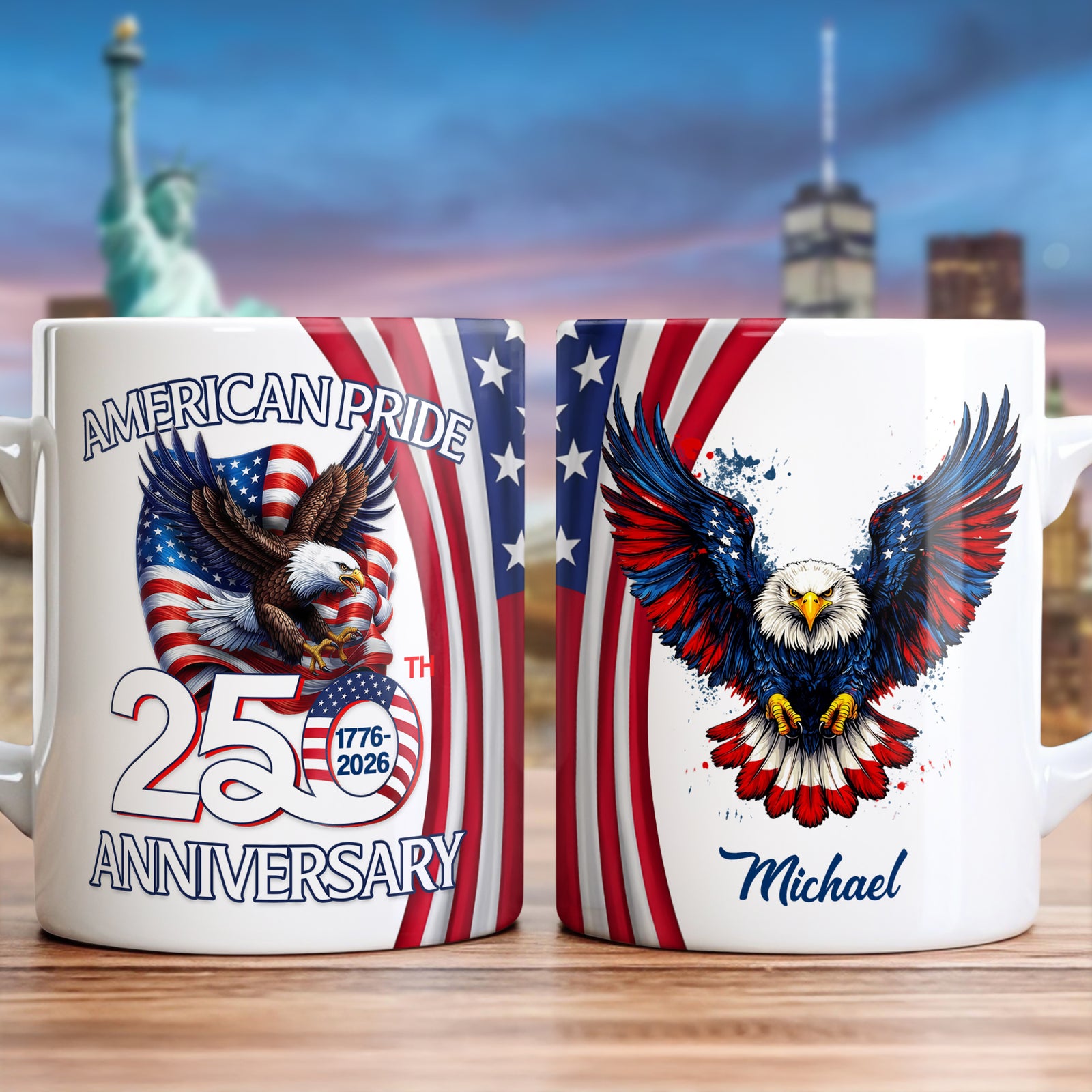 Custom Name American Pride Patriotic 250th Anniversary Eagle Mug HA75 921166