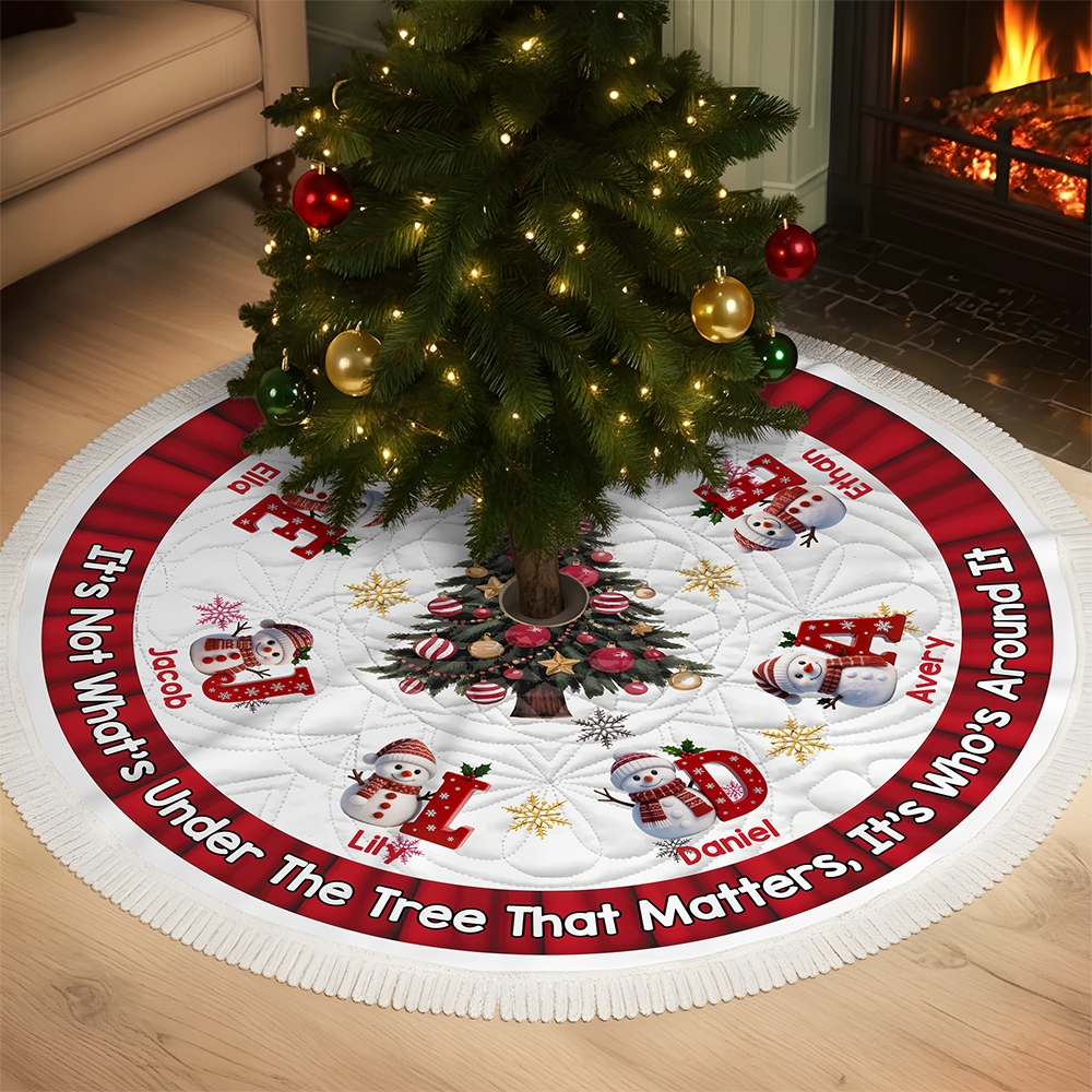 Custom Snowman Hearts Shine Together This Christmas Family Tree Skirt HO82 900062