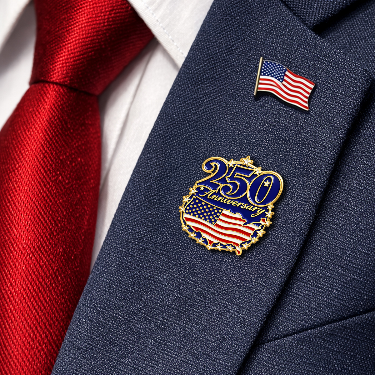 Personalized American Flag 250th Anniversary 1776–2026 Stainless Steel Metal Pin - USA Patriotic Gift LM32 899515
