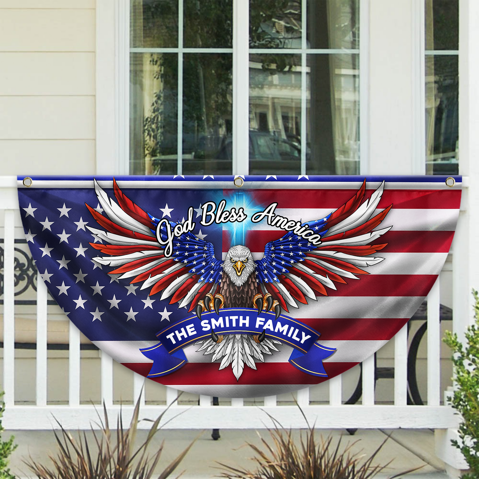 Custom Family Name Faith, Family & Freedom America Non-Pleated Fan Flag HA75 898786