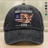 Custom Photo Best Dog Dad Ever US Flag 1776 - 2026 Washed Denim Baseball Cap HA75 921356