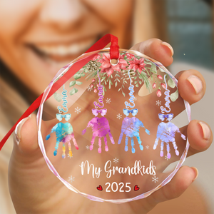 My Grandkids Handprints - Personalized Circle Glass Ornament LM32 895897