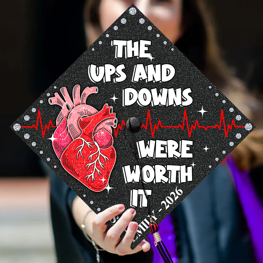 The Ups And Downs Were Worth It - 2026 Personalized Graduation Cap Topper HA75 920606