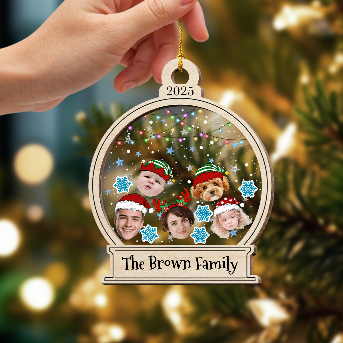 Custom Cute Family Face Photo Personalized Shaker Ornament Christmas Gift For Family CH07 896914