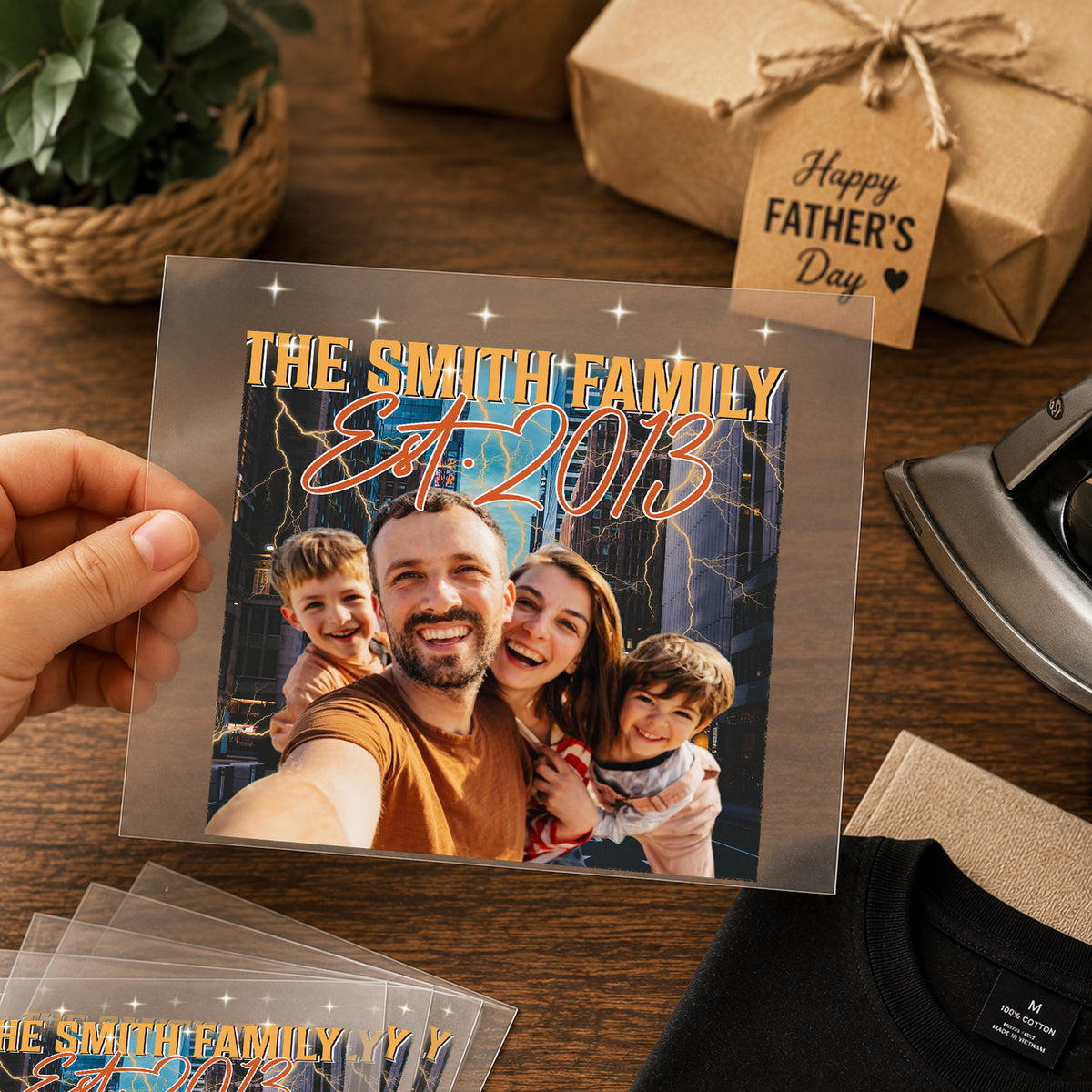 Personalized Portrait Photo With Retro Style DTF Transfer - Gift For Dad, Father's Day HO82 902474