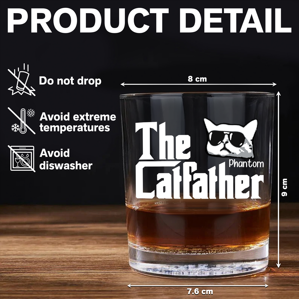 The CatFather For Cat Lovers Personalized Whiskey Glass LM32 893525