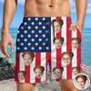 Custom Funny Face American Flag Beach Shorts - Personalized Summer Gift LM32 899873