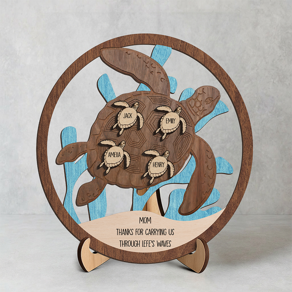 Personalized Mom Thanks For Carrying Us Though Life's Waves 2-Layered Wooden Plaque TH10 169091