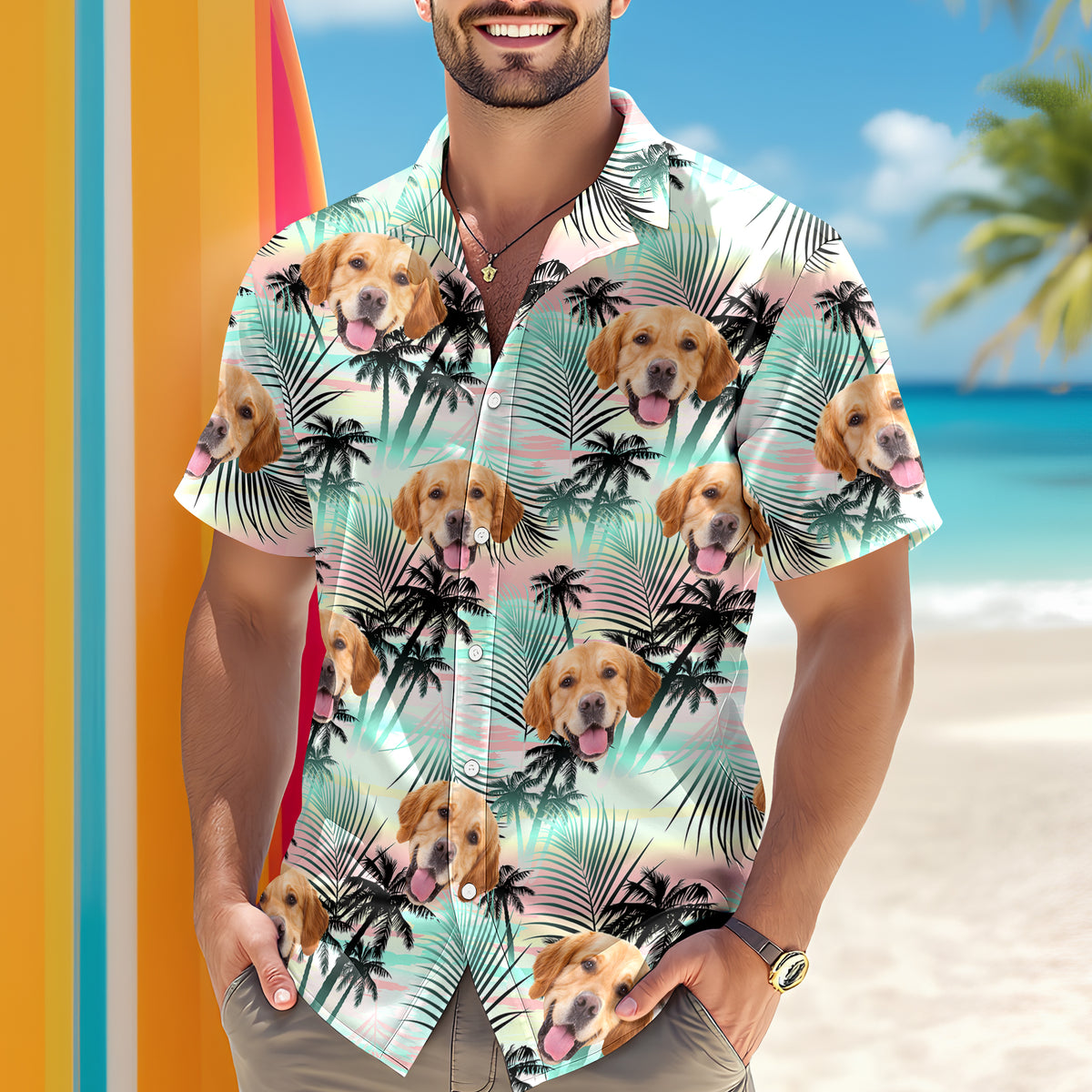 Custom Dog Photo Tropical Summer Hawaii Shirt - Gift for Dog Lovers HO82 902400