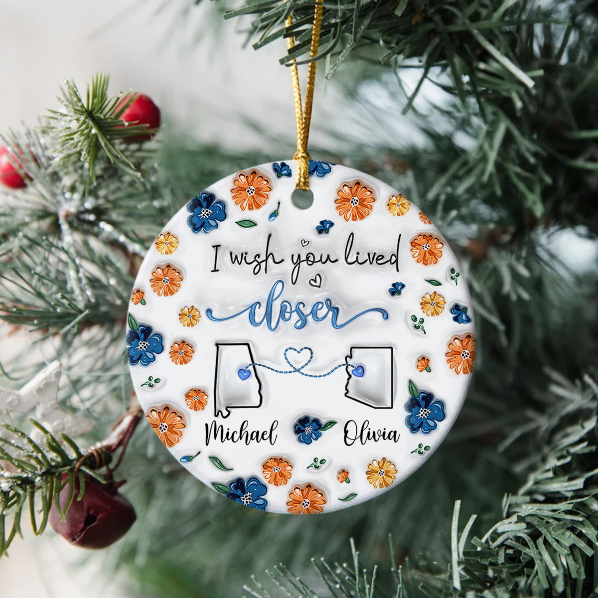Distance Means So Little When Someone Means So Much  - Personalized 3D Effect Ceramic Ornament LM32 895355