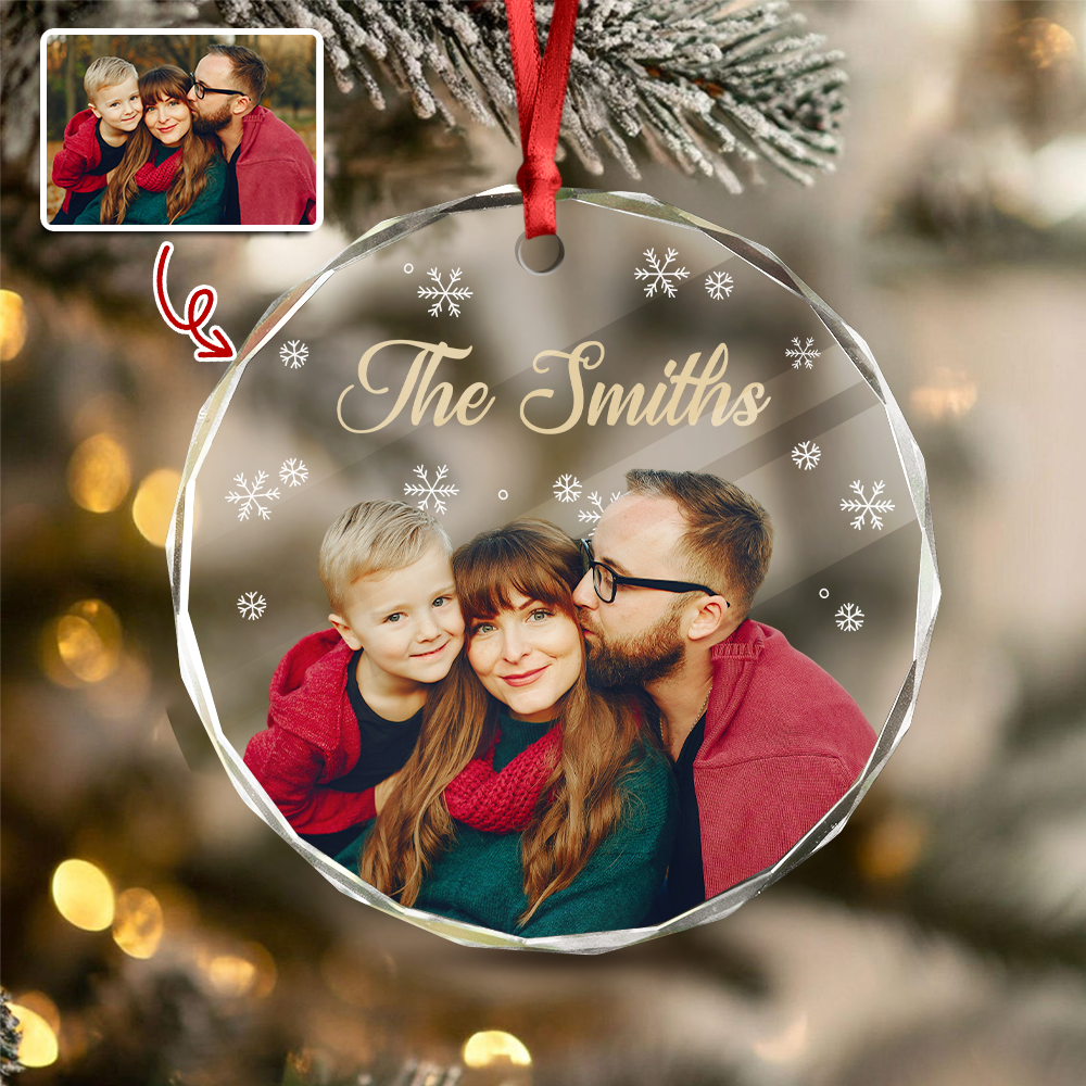 Custom Family Photo And Name Glass Ornament For Christmas TH10 894757