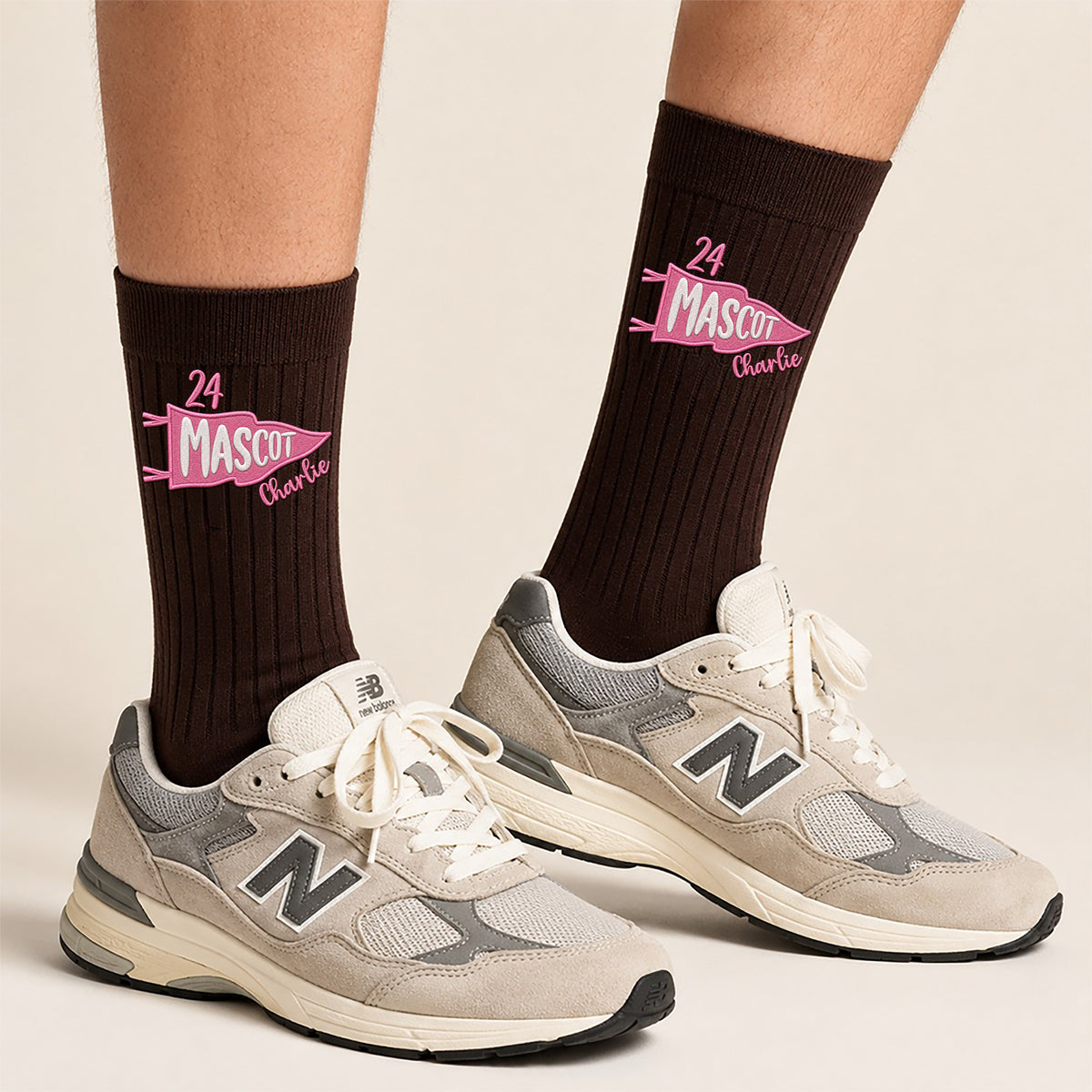 Personalized Mascot Embroidered Socks, Custom Name & Number School Spirit Socks, Team Mascot Gift for Students HO82 903480
