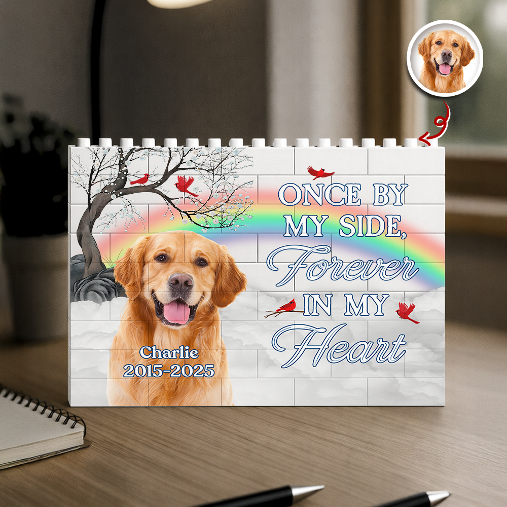 Custom Photo One By My Side Forever In My Heart Dog Cat Memorial Building Block CH07 911650