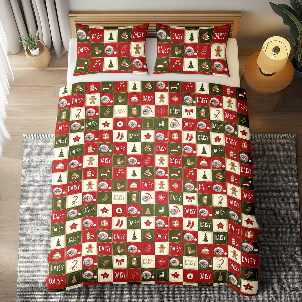 Custom Photo Christmas Icon Dog Cat Quilt Bedding Set HA75 898238