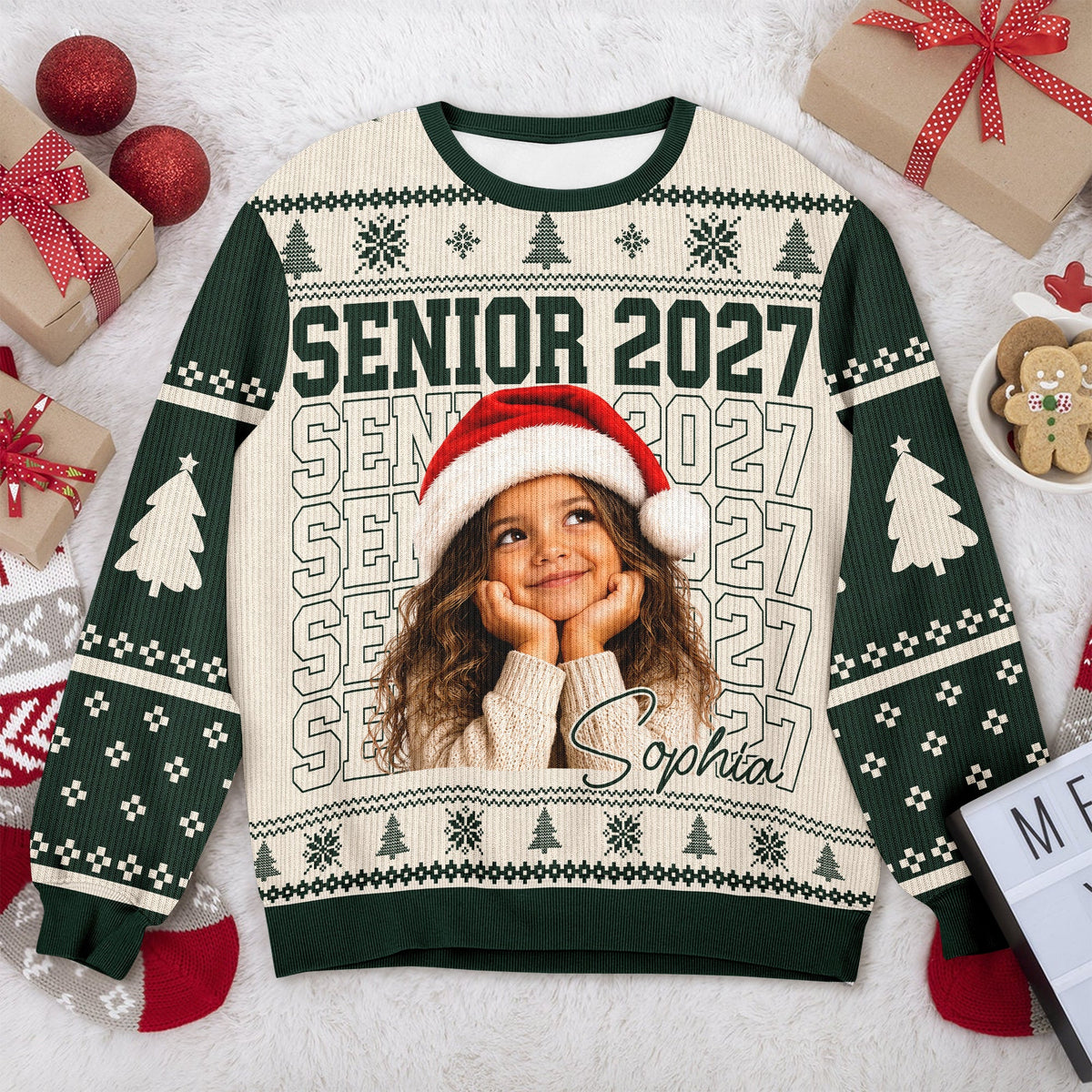 Custom Photo Senior 2027 Graduation Ugly Christmas Sweater LM32 669911