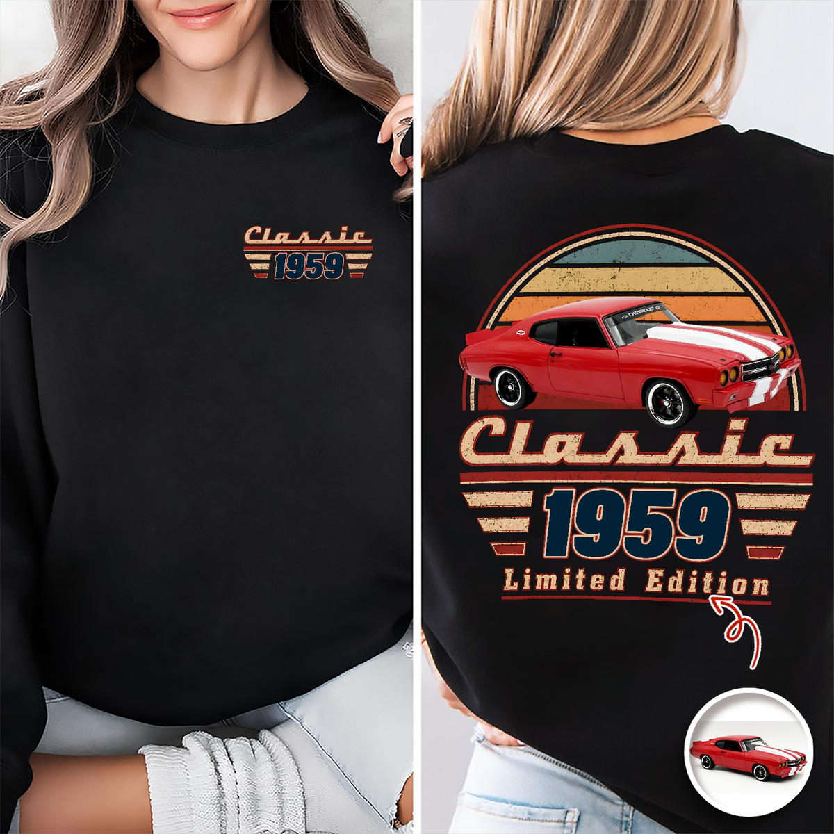 Custom Car Photo Classic Limited Edition Front & Back Dark Shirt – Personalized Birthday Gift For Dad, Grandpa & Family HO82 902940