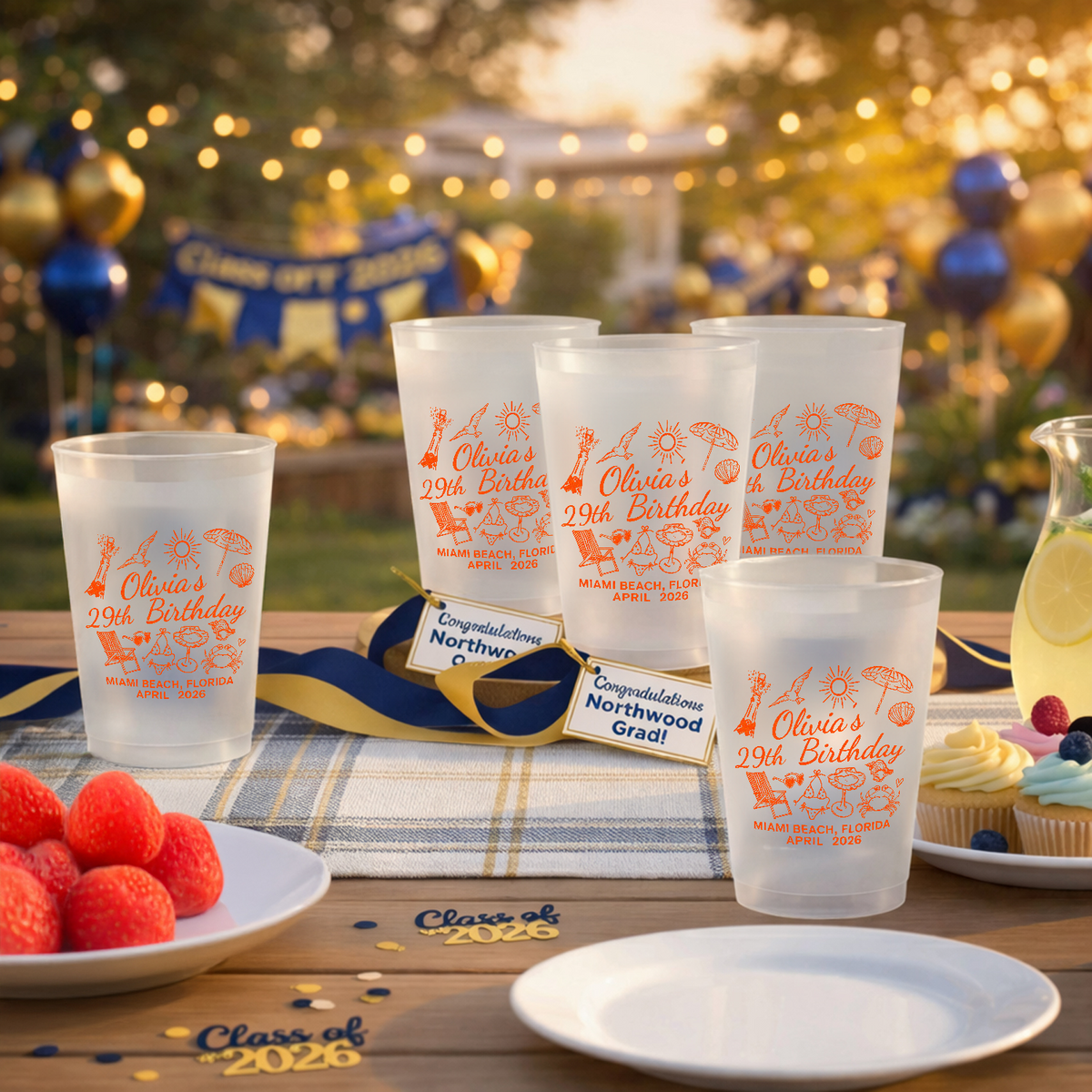 Personalized Beach Birthday Cups for Summer Celebration LM32 899933