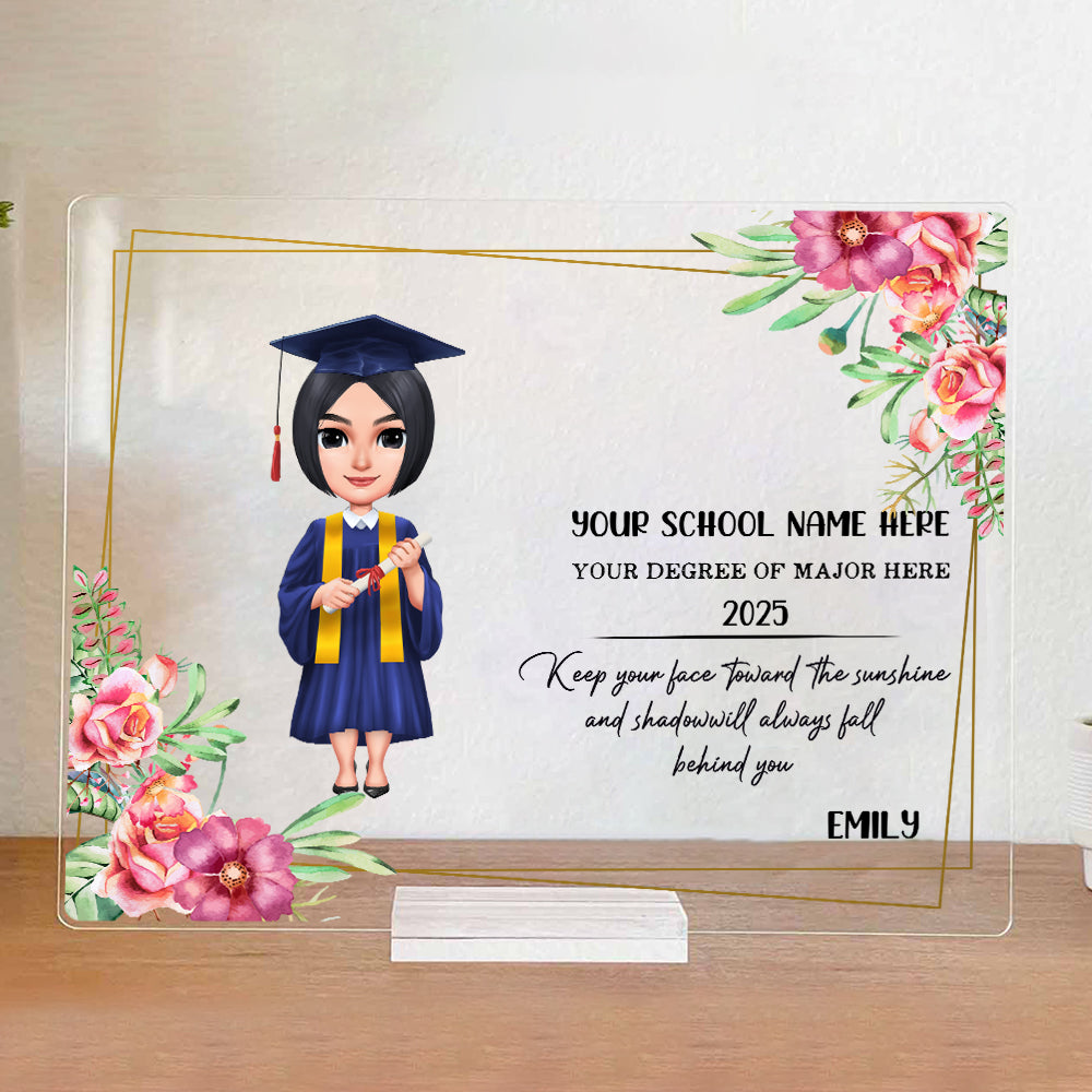 Customized Chibi Graduation Acrylic Plaque and Stand, Graduation Gift HN590