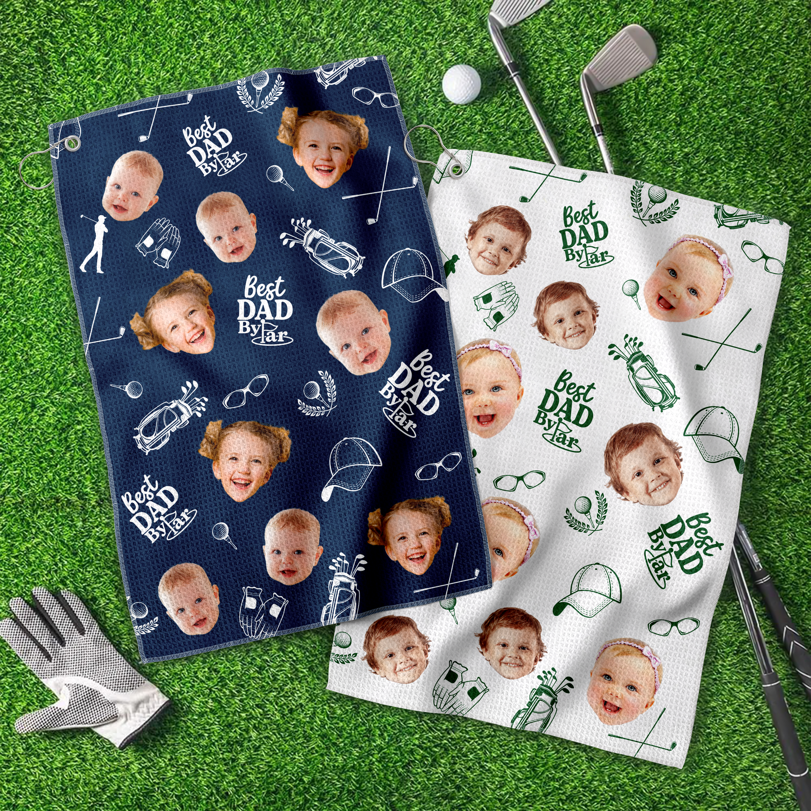 Custom Photo Best Dad By Par Golf Towel - Funny Gift for Dad, Husband, Golfer LM32 899975