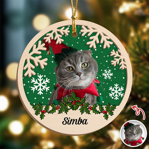 Custom Photo Cat Christmas - Personalized 2-Layered Wooden Ornament CH07 896864
