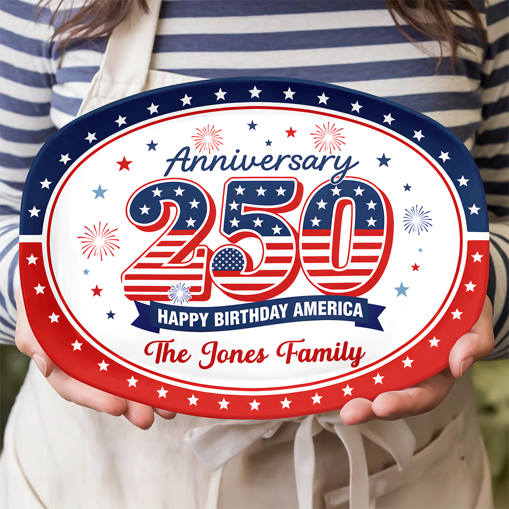 Custom Family Name 250th Happy Birthday America 1776-2026 Anniversary Platter HO82 902694