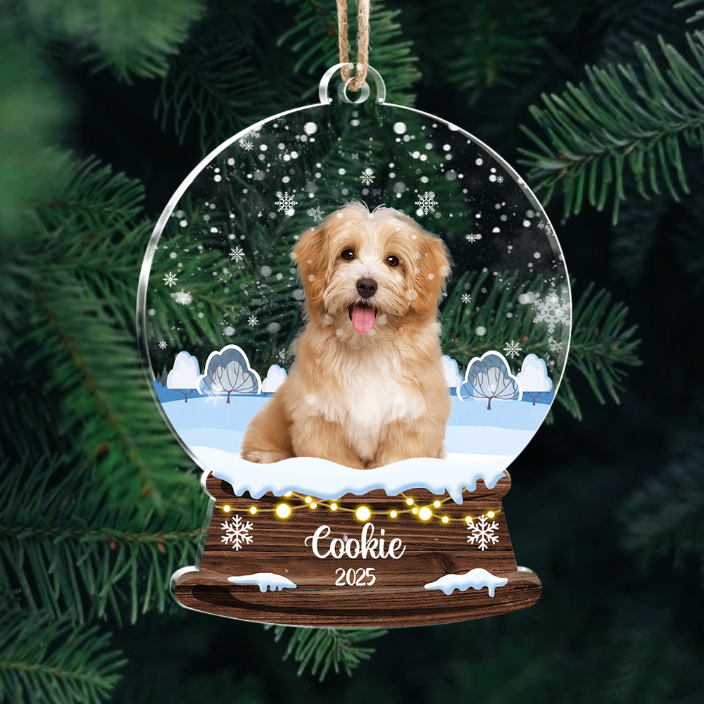 Custom Dog Photo Snowball Acrylic Ornament Christmas Gift For Dog Lovers CH07 896808