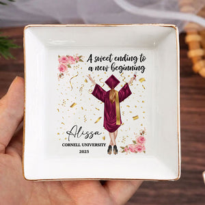 A Sweet Ending To A New Beginning Personalized Jewelry Dish Graduation Gift HA75 891930