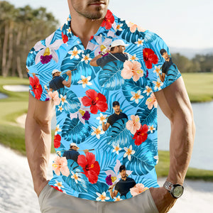 Custom Face Golfer Photo Hawaiian Polo Shirt - Personalized Gift for Golfer LM32 897493