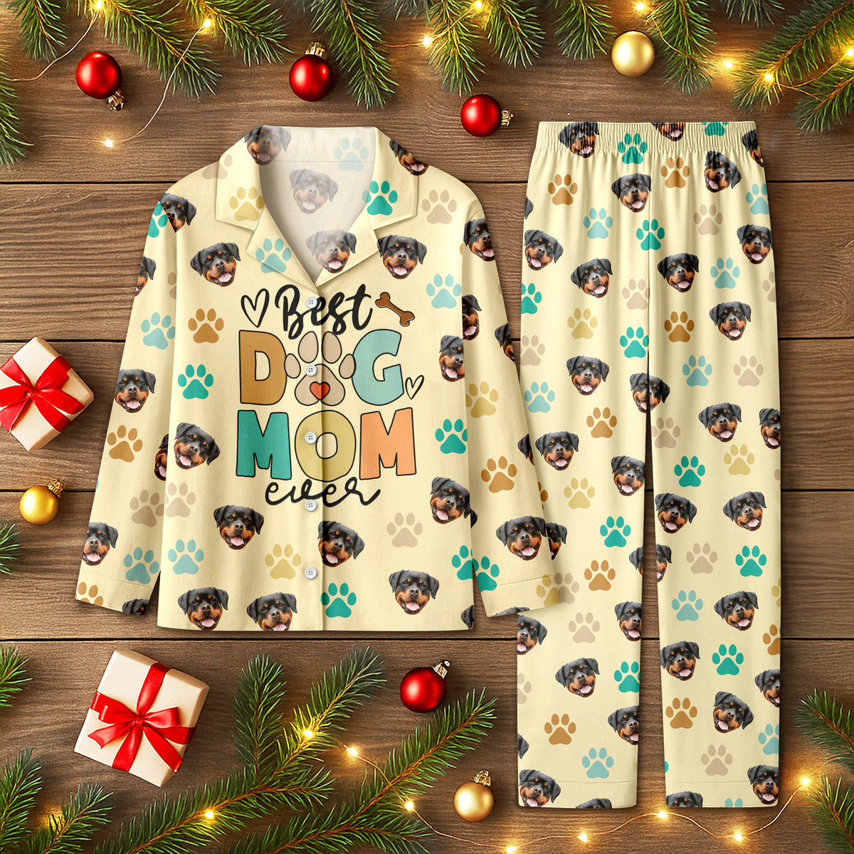 Custom Photo Best Dog Mom Ever - Personalized Pajamas Gift For Dog Lovers CH07 899048