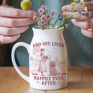 And She Lived Happily Ever After Dog Toile De Jouy Personalized Vase LM32 893843