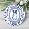 Custom Photo Watercolor Portrait Toile de Jouy Style Christmas Ceramic Ornament, Gift for Pet Lovers LM32 669743