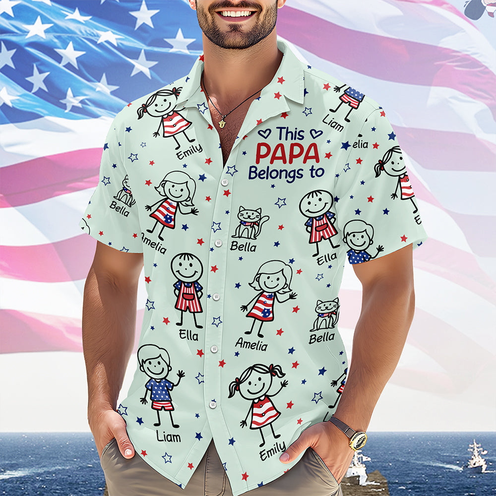 Custom Kid Names This Papa Belongs To Hawaiian Shirt Gifts For Dad, Grandpa CH07 911200