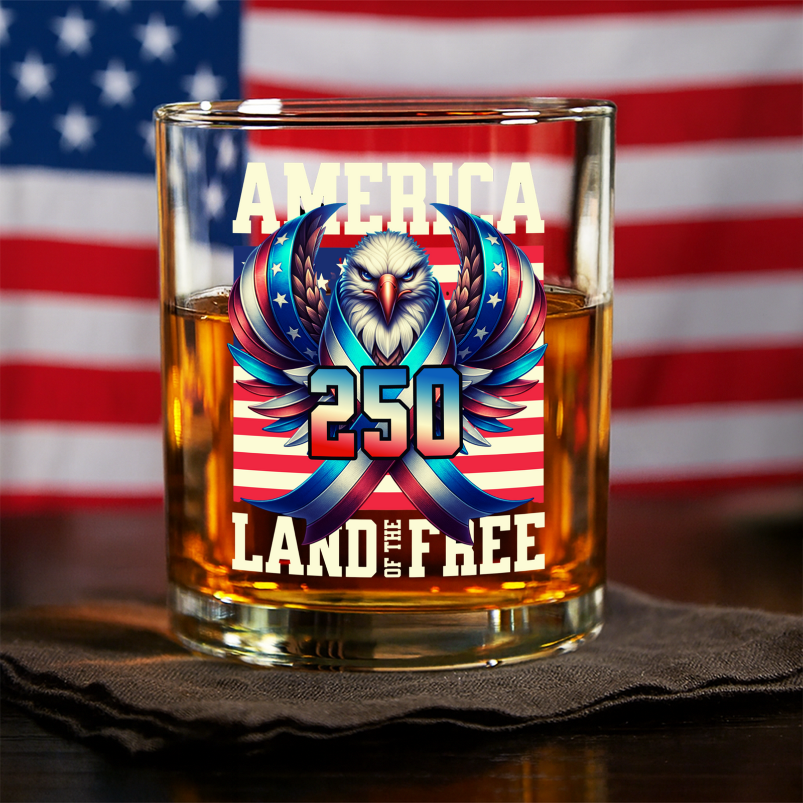 America 250 USA Freedom Liberty Whiskey Glass HA75 897290