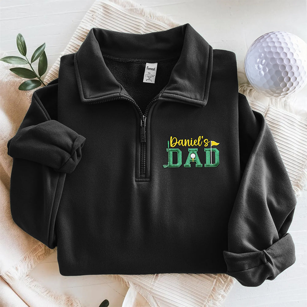 Custom Name Dad Mom Embroidered Golf Quarter Zip Sweater HO82 902324