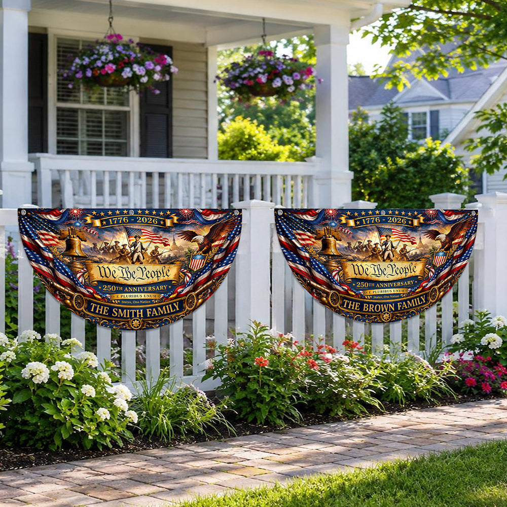 Custom Family Name We The People American Flag Eagle Decoration  Non-Pleated Fan Flag LM32 669341