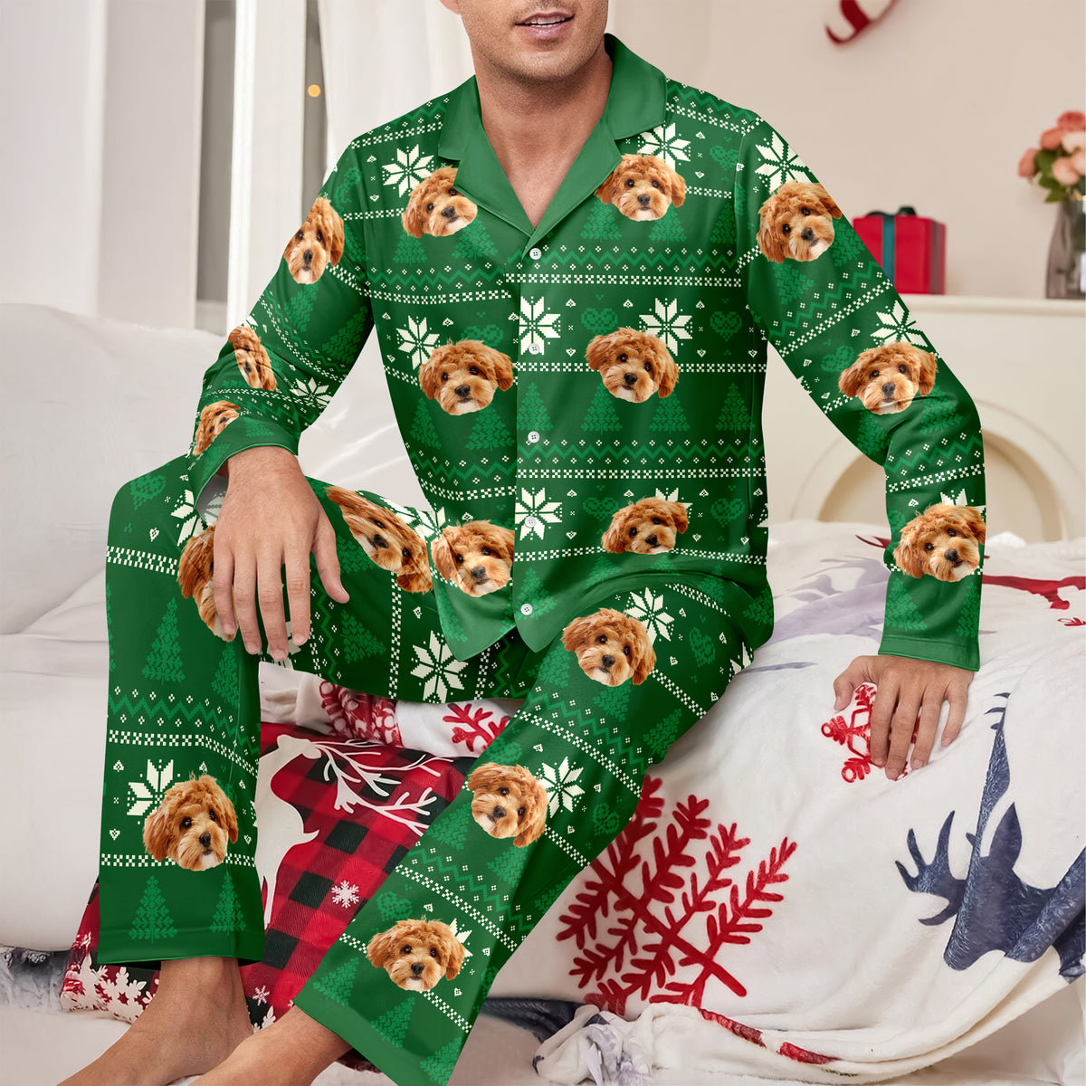 Christmas Is Coming Aztec Pattern - Custom Dog Face Photo Pajamas Christmas Gift For Dog Lovers CH07 896134