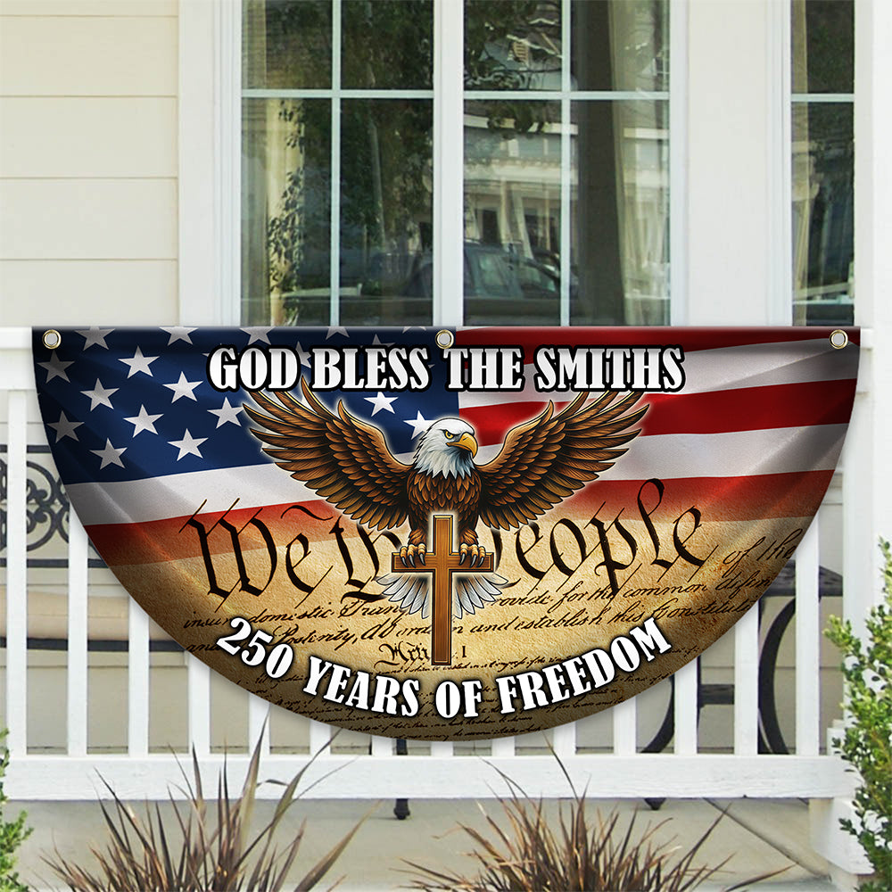 Custom Family Name 250 Years Of Freedom Non-Pleated Fan Flag TH10 169081
