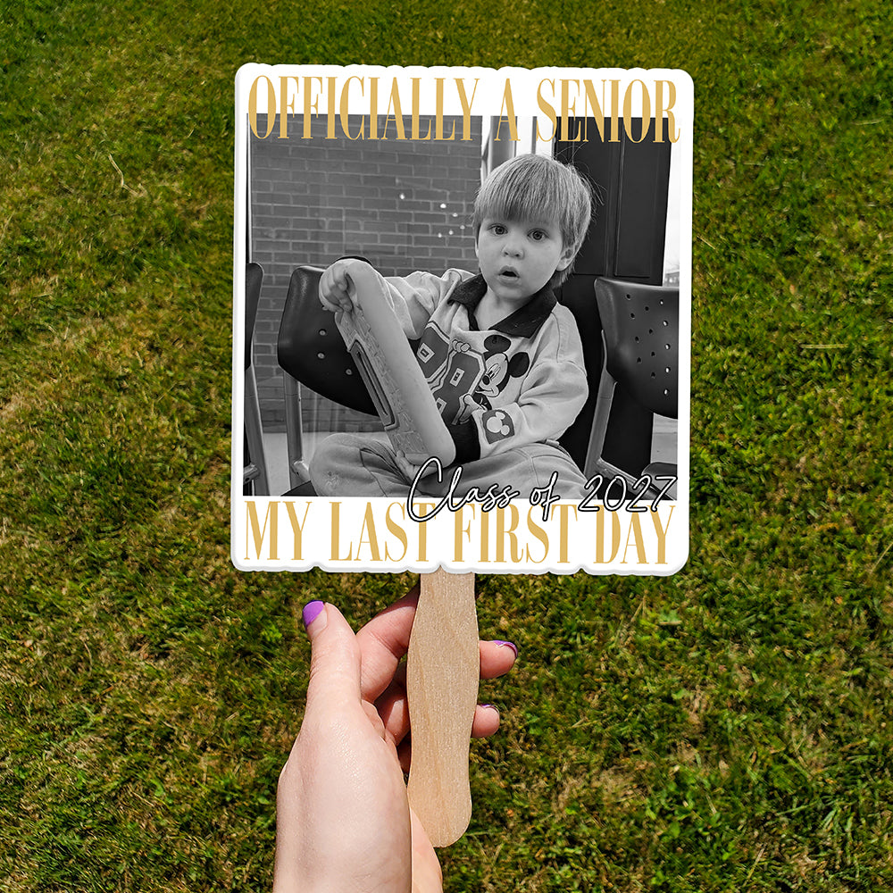Personalised Vintage Photo And Year Senior - Officially A Senior - My Last First Day Face Fan HA75 922072