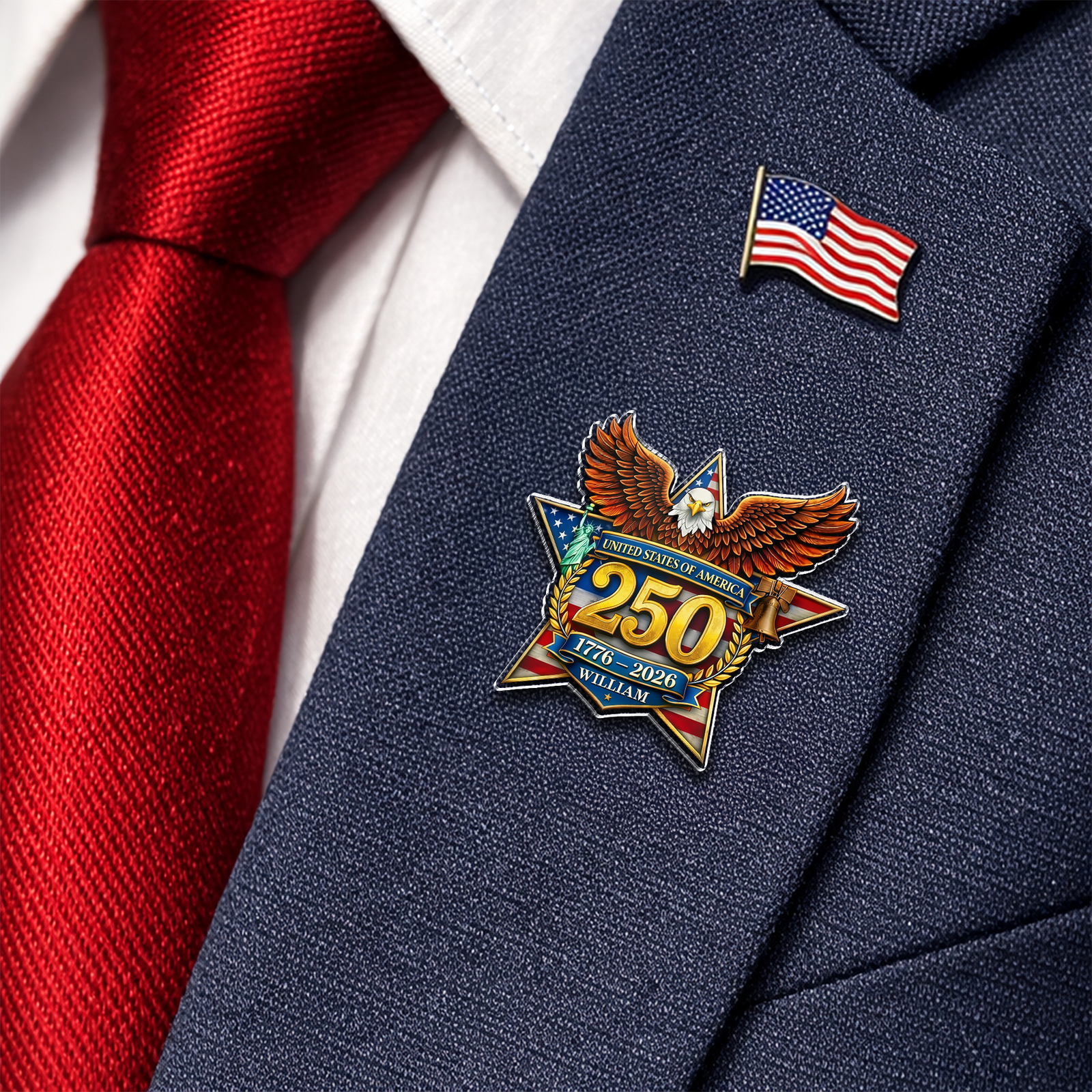 Custom Name USA 250 1776-2026 Anniversary Acrylic Pin CH07 911082
