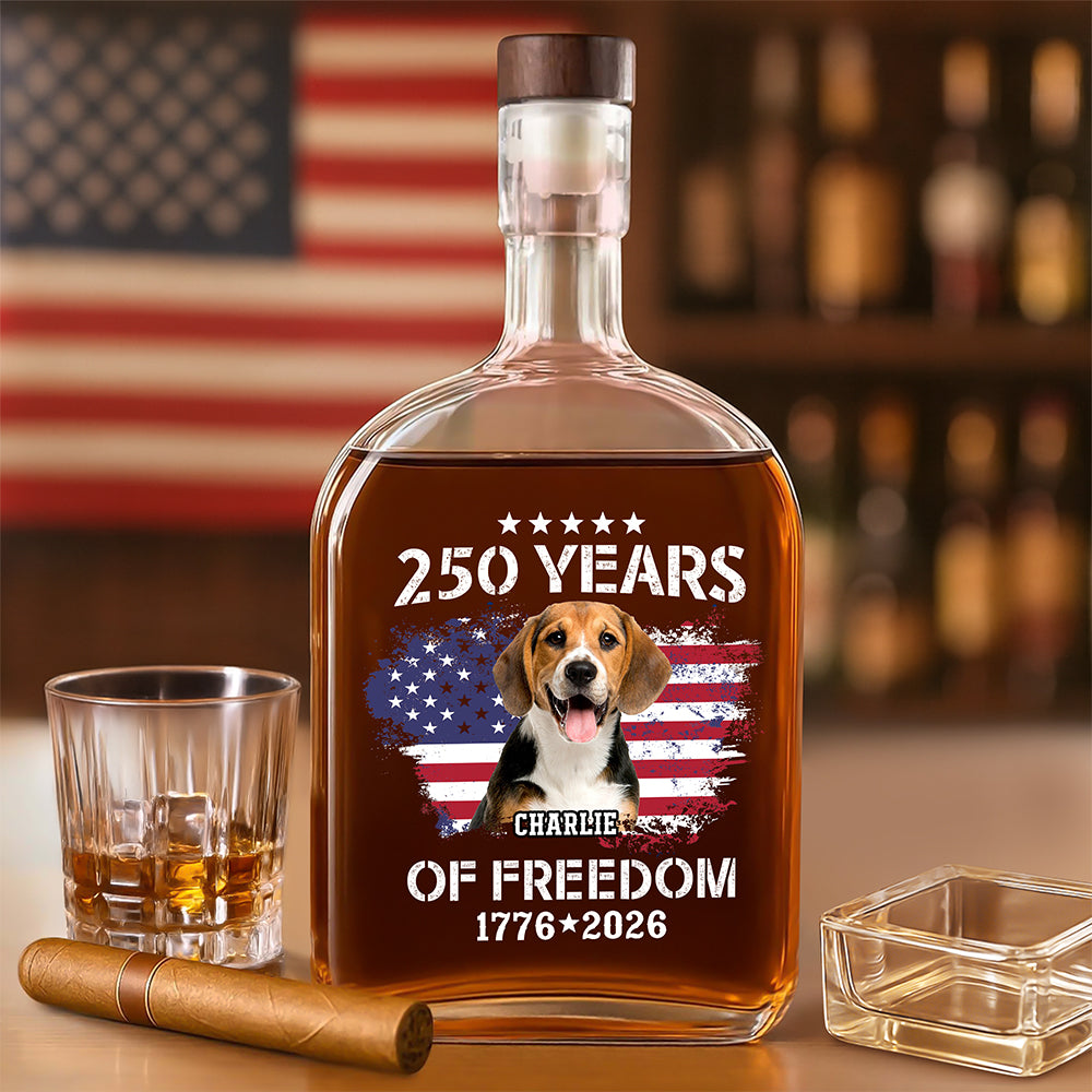 Custom Dog Photo Celebrate 250 Years of America Whiskey Bottle CH07 899658