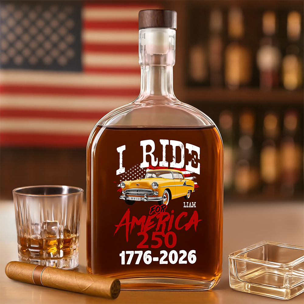 Custom Car Photo I Ride for America 250 Whiskey Bottle HA75 898220