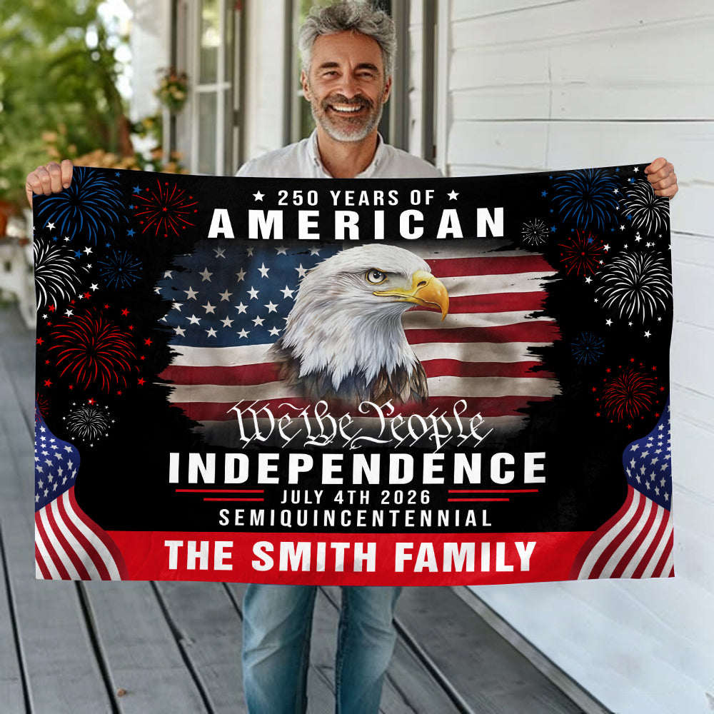 Custom Family Name America 250th Anniversary We The People Eagle House Flag CH07 899078