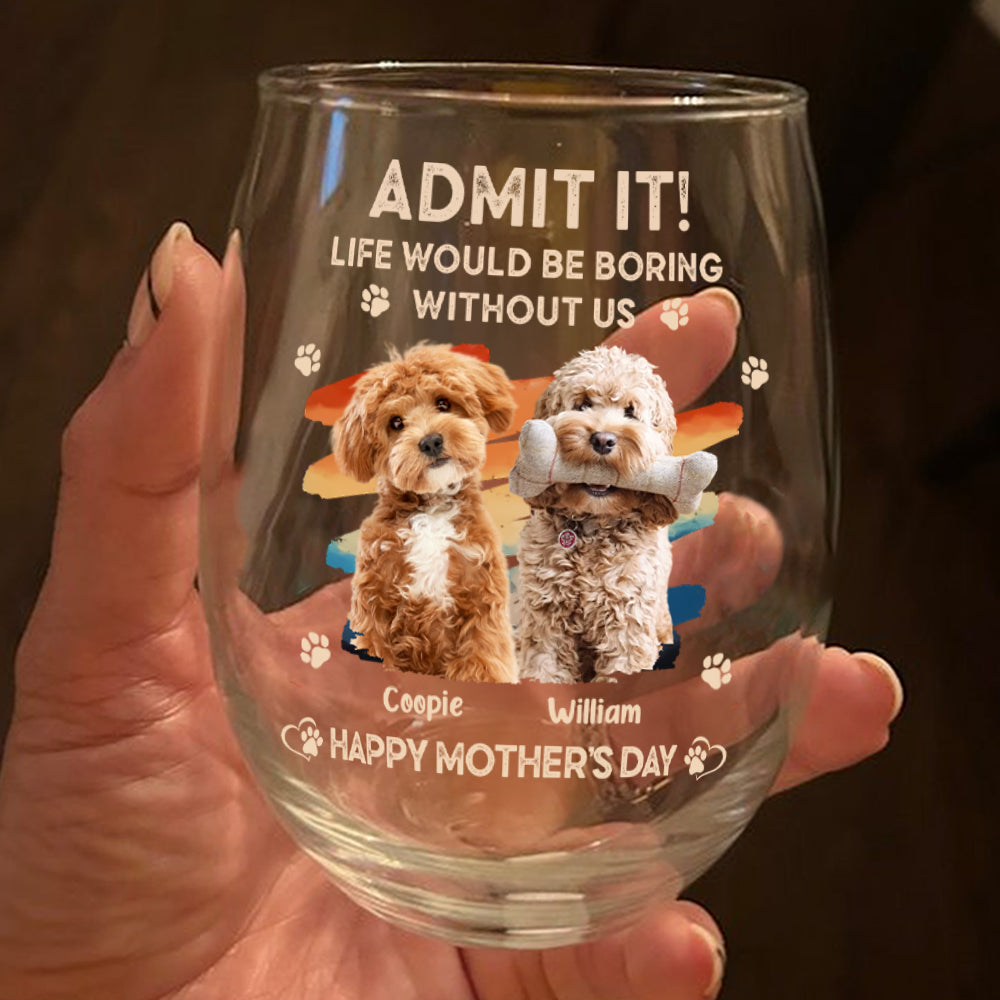 Custom Photo Admit It Life Would Be Boring Without Us Wine Glass HA75 892124