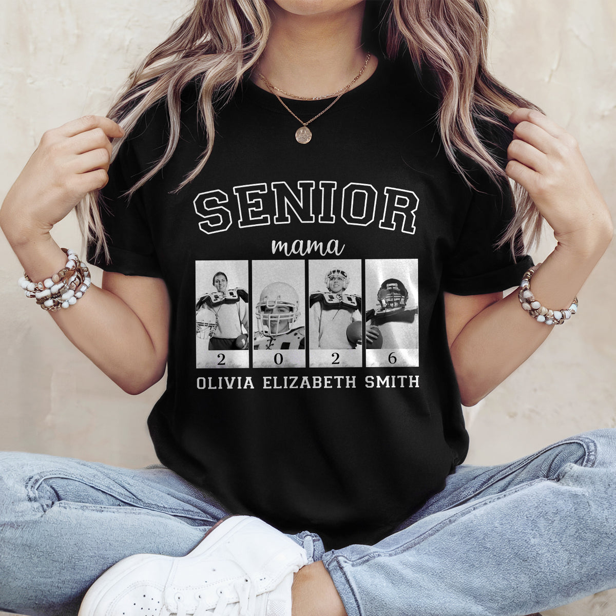Custom Photo Senior Football Mama Dark Shirt Gifts For Football Mom, Football Lover CH07 899446