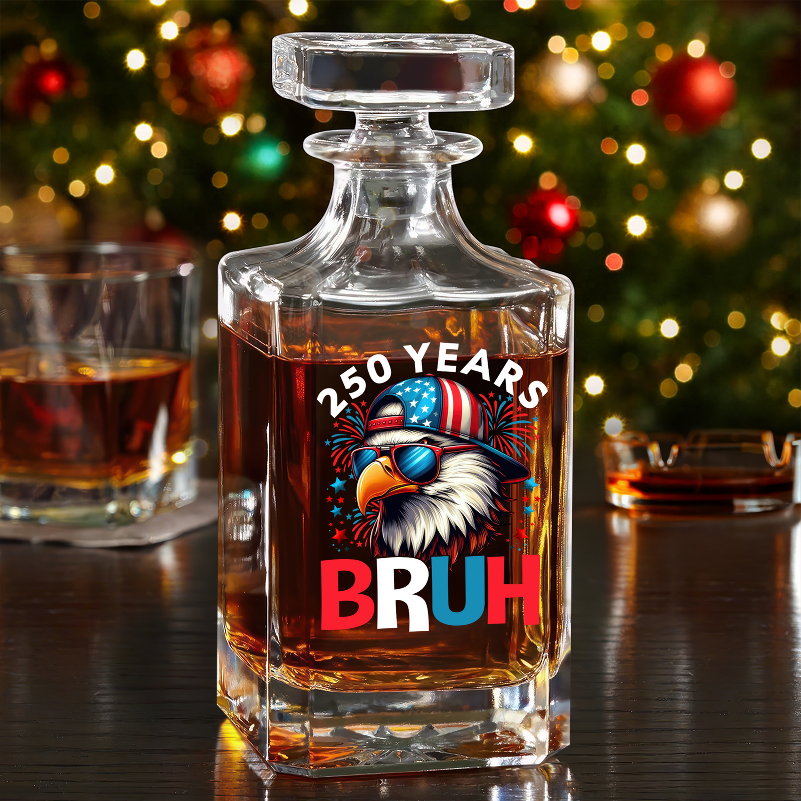 250 Years USA Bruh 250th Birthday 1776-2026 Eagle Flag Decanter HA75 897326